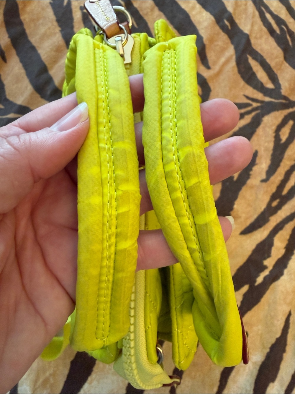 MZ Wallace Acid Yellow Quilted Mini Box Tote Crossbody Bag - Picture 7 of 11